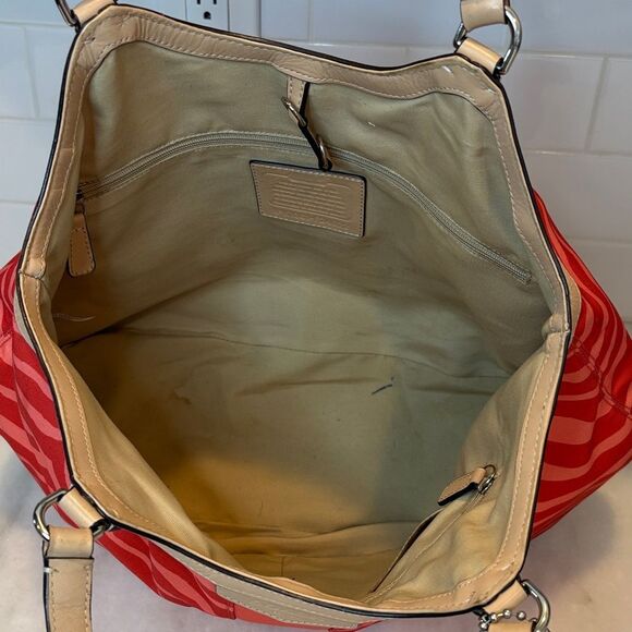 Coach Purse Handbag Tote Pocketbook Devin Exotic Stripe Zebra Print Shoulder Bag - Picture 13 of 16